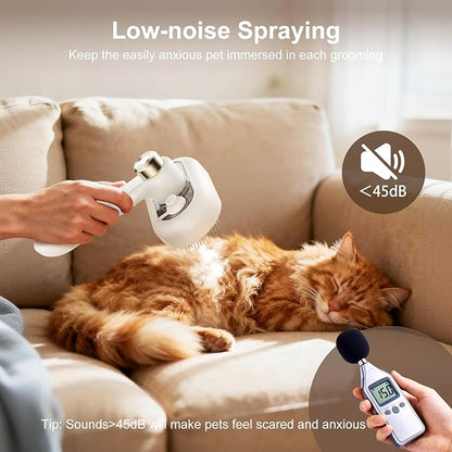 Pet Steam Brush for Dog & Cat, 3-in-1 Self Cleaning Cat Brush for Long & Short Haired Animals Low Noise, Anti-Static & Anti-Flying Mist Spray Hair Removal Comb for Shedding & Grooming & Massage