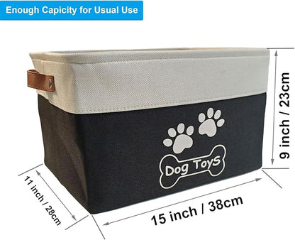 Collapsible Dog Toy Basket with Handles Foldable Dog Toy Box Bin for Pet Toys and Accessories
