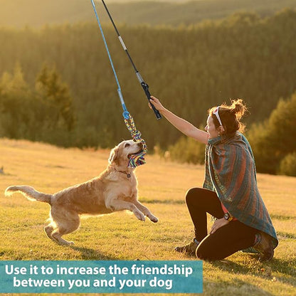 Flirt Pole for Dogs Pet Teaser Wand Outdoor Interactive Pet Dog Flirt Pole Training Exercise Rope Toy for Small Medium Large Dogs Cats