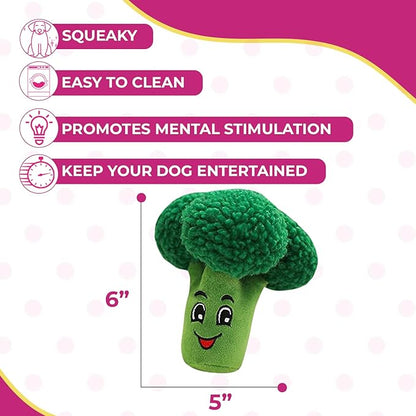 Glow Pups Dog Toys, 2 Pack Plush Puppy Toys with Squeaker, Durable Carrot and Broccoli Food Shaped Dog Toys for Medium Dogs, Promotes Mental Stimulation, Relieves Stress - Peach