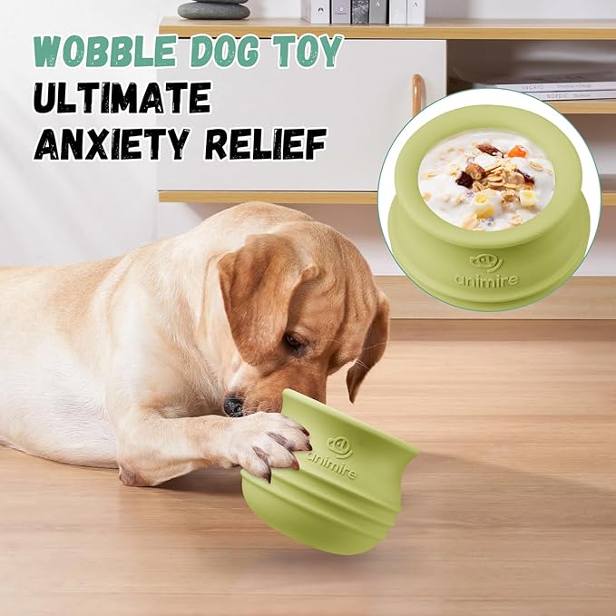 Treat Dispensing Dog Toy, Long-Lasting Interactive Puzzle Toys for Dogs, Stuffable Dog Enrichment Frozen Lick Treat Toy for Boredom, BPA Free Silicone Fetch Catch Chew Toy (Green,L)