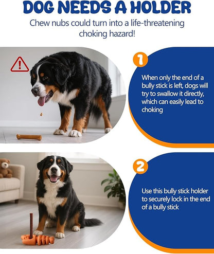 Bully Stick Holder, Durable Dog Chew Holder for Safe, Anti-Choking Chew Toy for Aggressive Chewers, Fits Various Bully Sticks and Dog Sizes