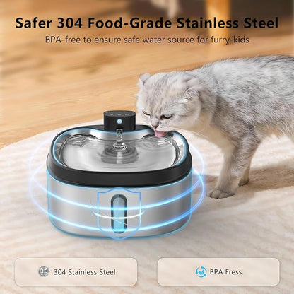 Wireless Cat/Dog Water Fountain 7L/1.8Gal with Silicone Mat & 3 Set Filters, DRLWXYSBattery Operated Cordless Automatic Pet Water Dispenser for Multi-cats and Small to Large Dogs with Ultra Quiet Pump