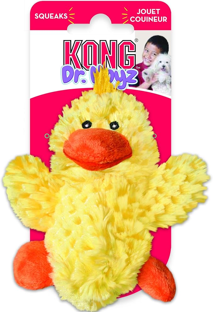 KONG - Plush, Low Stuffing Squeak Duck Dog Toy - Replacement Squeaker Included- For Small Dogs