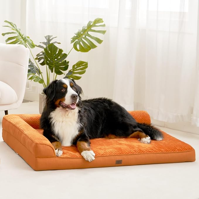EHEYCIGA XL Dog Bed Memory Foam for Crate, Extra Large Dog Bed Orthopedic with Washable Removable Cover, Waterproof Pet Sofa Couch XLarge Size Dogs, 41x27x6.5, Pumpkin