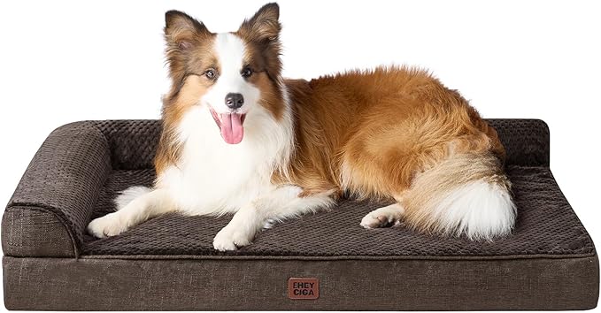 EHEYCIGA XL Dog Bed Memory Foam for Crate, Extra Large Dog Bed Orthopedic with Washable Removable Cover, Waterproof Pet Sofa Couch XLarge Size Dogs, 41x27x6.5, Brown