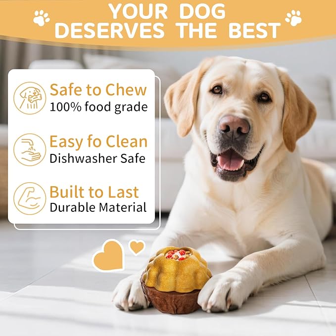Interactive Dog Frozen Treat Toy for Chewers, Enrichment Puzzle Treat Dispenser with Small Popsicle Molds for Medium Large Dogs Keep Busy, Chew Toy for Puppy Teething Reduce Anxiety -Brown
