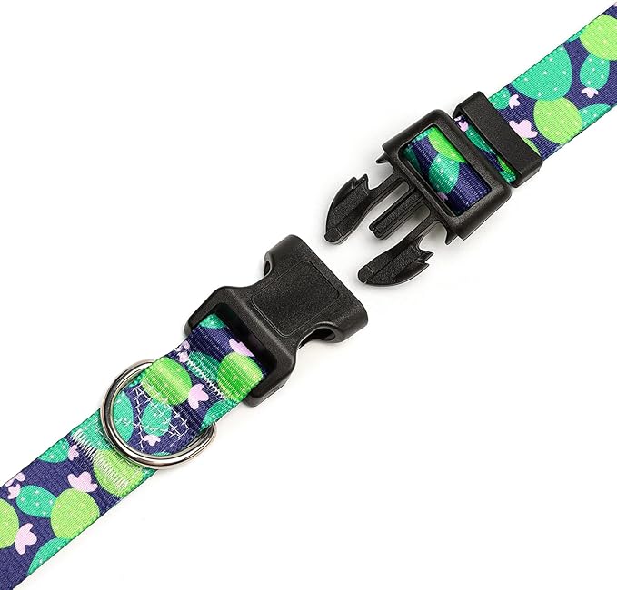 Mercano Adjustable Dog Collar - Special Design Patterns, Soft Nylon Comfortable Sturdy Pet Collar for Small Medium Large Dogs (S, Cactus)