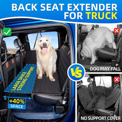 MAXFUT Truck Dog Seat Cover Back Seat,Back Seat Extender for Truck,Dog Hammock,Hard Bottom Car Seat Cover,Pet Seat Cover for F150/RAM1500/Silverado