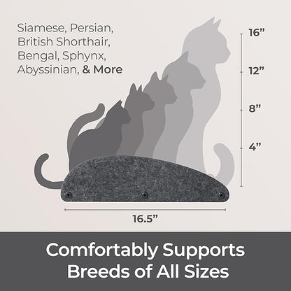 Accessory ADD-ON Set of 4 Facades Covers Compatible with Cat Wall Shelves by Pryde Pets - 100% Sustainable PET Felt - Climbers Sold Seperately - Cats Shelf Privacy and Safety Bumpers (Charcoal)