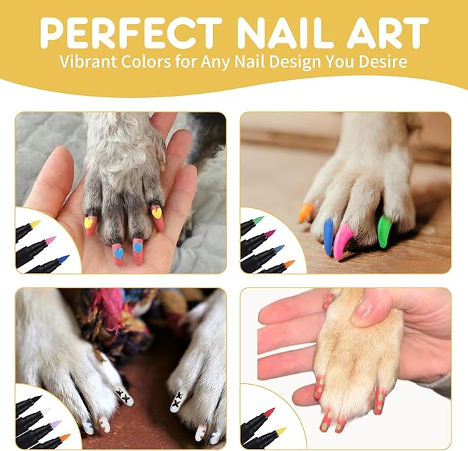 9 Colors Dog Nail Polish Pens Quick Dry, Dog Safe Nail Polish, Easy to Apply, Non Toxic, Paint for Paws, DIY Puppy Nails