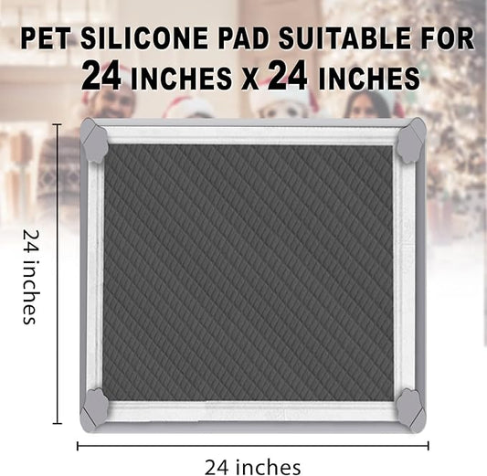ELEGX Pee Pads Tray Silicone Dog Bedpan Tray, High Edge Puppy Pad Holder Tray for Easy to Clean and Spill Free Dog Bedpan Training Pad Tray with Fixing Buckle (24 INCH x 24 INCH)