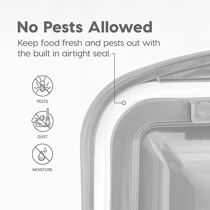 IRIS USA Airtight Dog Food Storage Container, WeatherPro, Up to 50 lbs, Removable Wheels, for Dog Cat Bird and Other Pet Food Storage Bin, Keep Fresh, Translucent Body, Made in USA, Clear/Gray