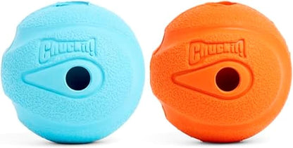 Chuckit! The Whistler Ball Dog Toy, Medium (2.5 Inch Diameter) for Dogs 20-60 lbs, Pack of 2, Multicolor