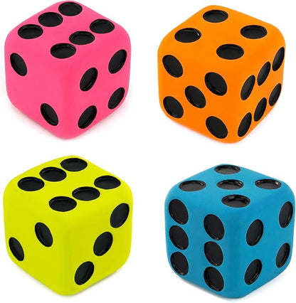 CHIWAVA 4 Pack 1.7" Squeaky Latex Dog Toys Dice Puppy Fetch Interactive Play for Small Dogs