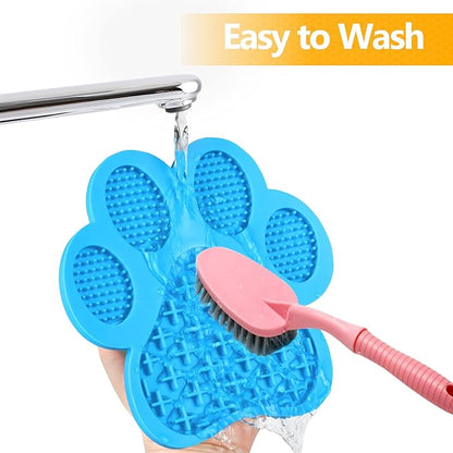 Dog Lick Pad, Lick Pad for Dog, Dog Peanut Butter Lick Pad, Dogs Cats Slow Feeder Mat with Suction Cups, Interactive Mat for Calming Anxiety, Great for Pet Bathing, Grooming and Training( Blue)