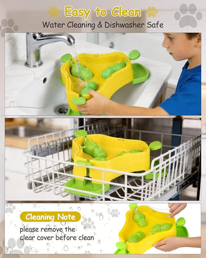 Dog Puzzle Toy, 3-in-1 Interactive Dog Puzzle Toys Press-Type Dog Treat Dispenser Toy Dog Enrichment Toy No-Slip Dog Slow Feeder Interactive Brain Training Toy for Smart Dog Cat, Green