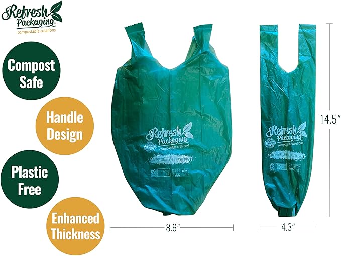 Pet Compost Waste Bags - 100% Certified Compost Dogs Poop Bag - Garbage Holder With Handles - Cat & Dog Poo Litter Disposable Bag - 2 Pack - 60 Bags Per Box