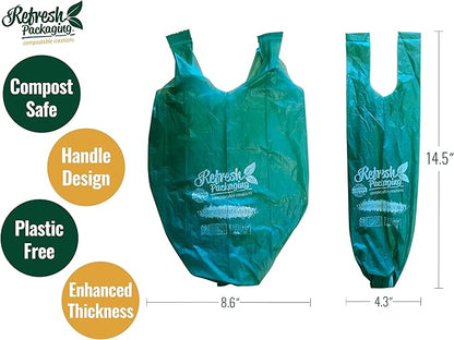 Pet Compost Waste Bags - 100% Certified Compost Dogs Poop Bag - Garbage Holder With Handles - Cat & Dog Poo Litter Disposable Bag - 2 Pack - 60 Bags Per Box