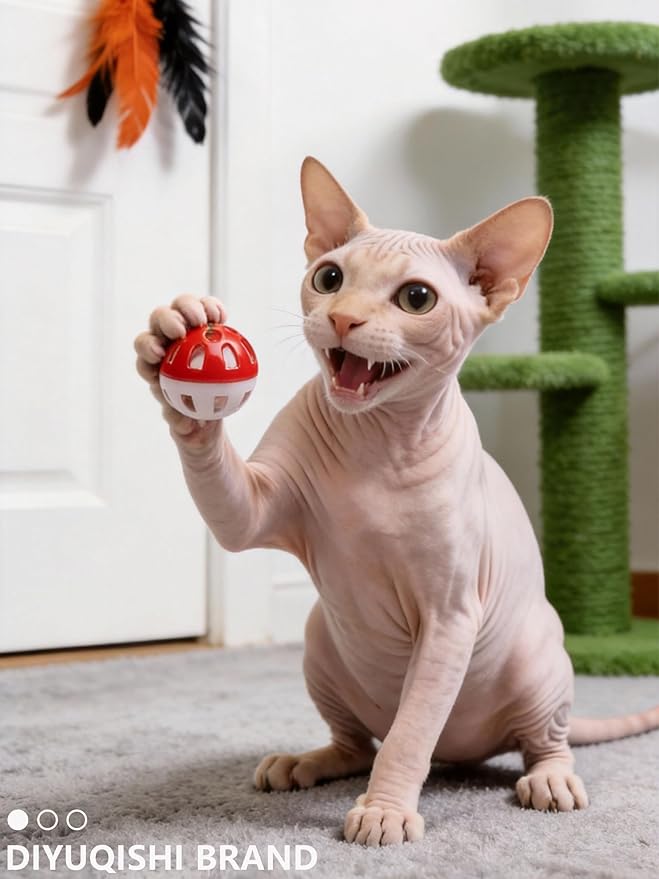 26 Pcs Cat Balls Set for Indoor Bored Kitten, 16 Shapes PP Cat Toys with Bells for Play & Exercise (1.5'' - 3.7'')
