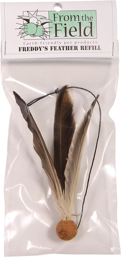from The Field Freddy's Feather Wand Refill | Natural Cat Toy with Dye-Free Feathers | Eco-Friendly Cork & Hemp String | Interactive Play for Cats | USA-Made Feather Replacement Attachment