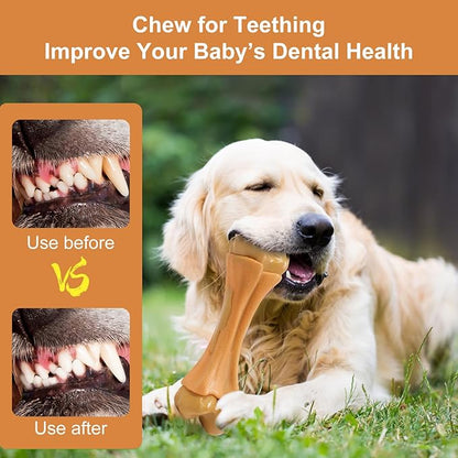 2 Pack Dog Chew Toys for Aggressive Chewers, Chicken Flavor Indestructible Nylon Puppy Bone Tough Teething & Calming for Large Medium Breeds(10lbs-70lbs) Birthday Gift Christmas