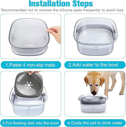 UPSKY 70oz Dog Water Bowl 2L No Spill Dog Bowls Large Capacity Spill Proof Slow Water Feeder, No Splash Pet Water Dispenser Vehicle Carried Travel Slow Drinking Bowl for Messy Drinkers
