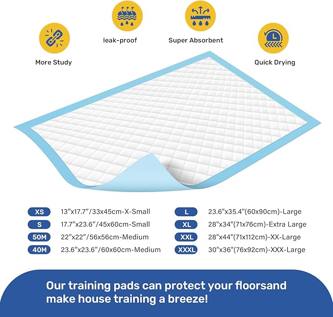 FluffyDream Super Absorbent Waterproof Dog and Puppy Pet Training Pad, Housebreaking Pet Pad,Blue (13"x17.7"(100PCS))