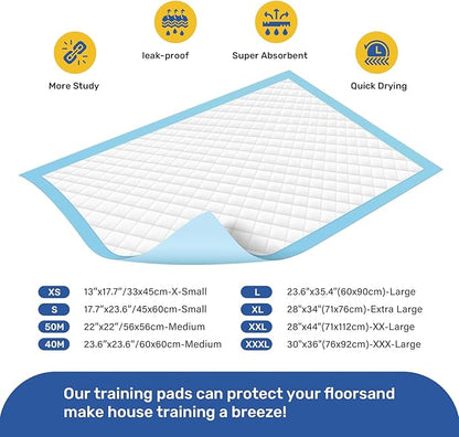 FluffyDream Super Absorbent Waterproof Dog and Puppy Pet Training Pad, Housebreaking Pet Pad,Blue (22"x22"(100PCS))