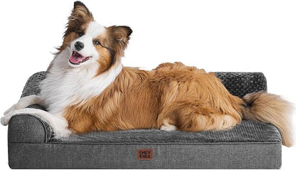 EHEYCIGA XL Dog Bed Memory Foam for Crate, Extra Large Dog Bed Orthopedic with Washable Removable Cover, Waterproof Pet Sofa Couch XLarge Size Dogs, 41x27x6.5, Dark Grey