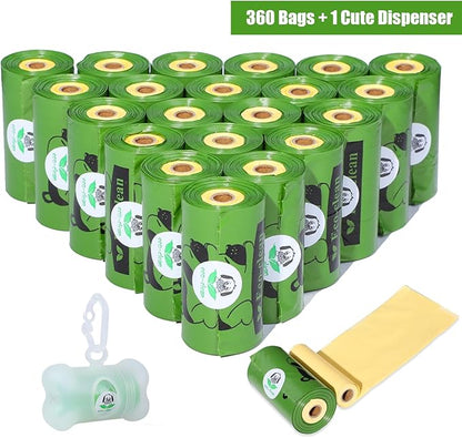 ECO-CLEAN Dog Poop Bags with 3 Bags Left Indicator - 360 Count Extra Thick and Leak Proof Pet Waste Bags with 1 dispenser, Unscented