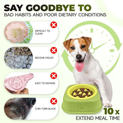 Slow Feeder Dog Bowls Ceramic Puppy Feeding Bowl for Small Dogs Cat Slow Feeder Bowl Protecting Cat and Dog Whiskers Preventing Choking with 2-in-1 Multifunctional Training Whistle