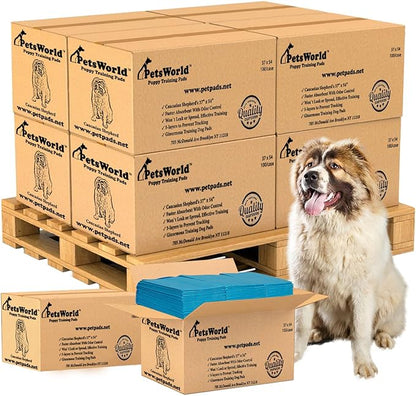 PetsWorld Enormous Dog Pee Pads 37"x54" 1000 Count – XXXL Pet Pee Pads for Giant Dogs & Pets, Heavy Duty Leak-Proof Dog Training Pads, Super Absorbent Quick-Dry Potty Pads with Adhesive Tabs