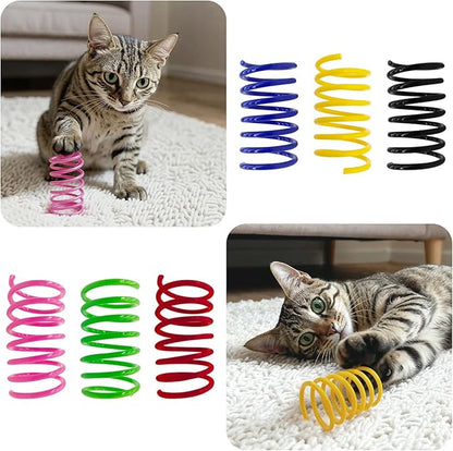 AGYM 6Colors Plastic Spring Cat Toys, 90 Pack Spiral Springs for Indoor Cats to Swat, Bite, Hunt, Interactive Toys for Cats and Kittens