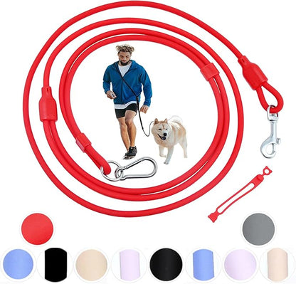 Hands Free Dog Leash Crossbody & Waist for Walking, 9-in-1 No Pull Dog Harness & Leash Set, Heavy Duty Waterproof Slip Lead for Large Medium Breeds (20-120lbs, Red)