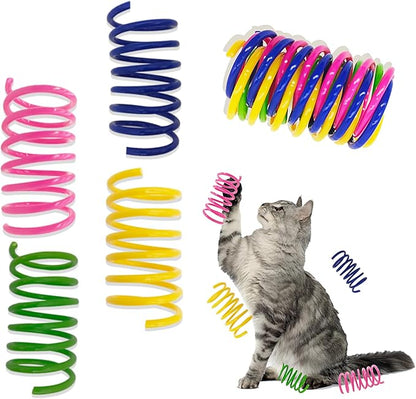 Cat Spring Toys 90 Pack, Interactive Toys for Kittens to Swat, Bite & Hunt, Colorful Durable Plastic Spiral Springs for Indoor Cats