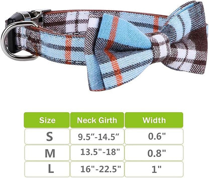 Faleela Soft &Comfy Bowtie Dog Collar,Detachable and Adjustable Bow Tie Collar,for Small Medium Large Pet (M, Blue)