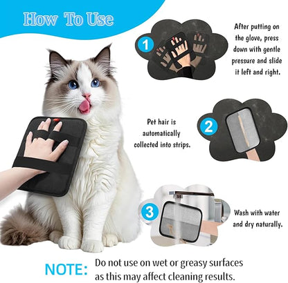 Electrostatic Pet Hair Removal Glove Dogs & Cats, 2026 Upgraded Magic Brush Tool, Washable Reusable Manicure-Friendly Open-Finger Pet Hair Remover for Couch, Car Interior, Furniture & Clothing(21cm)