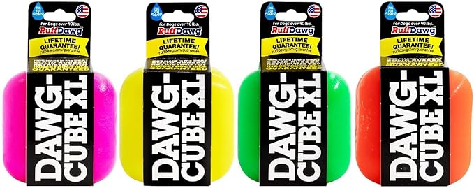 Ruff Dawg Cube XL 3.5 Indestructible Dog Toy – Heavy-Duty Rubber Fetch & Chew Toy for Aggressive Chewers – Erratic Bounce, Floats, BPA & Latex Free – Made in USA