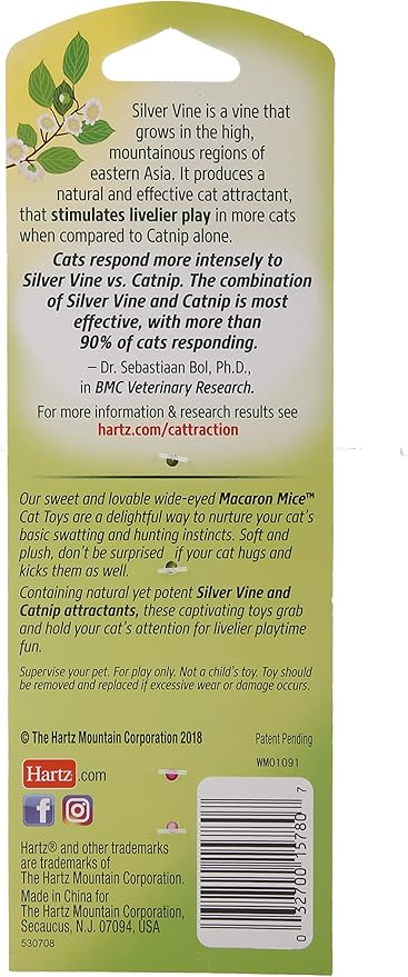Cattraction with Silver Vine & Catnip Macaron Mice - 2 Pack,All Breed Sizes