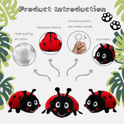 Hide and Seek Dog Toys, Interactive Squeaky Plush Puzzle Puppy Chew Toy to Keep Them Busy for Small Medium Large Dogs(Mushroom Hideaway with 5 Pack Ladybirds)