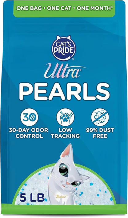 Ultra Pearls Cat Litter - 99.9% Dust Free, Low Tracking, Soft on Paws, Fragrance Free - 5 Lbs.