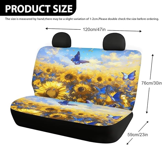 AFPANQZ Sunflowers Car Seat Cover for Women Men Polyester Fabric Protector Accessories Soft Washable Decorations Cloth Backseats Rear Seat Cushion Protection