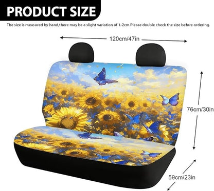 AFPANQZ Sunflowers Car Seat Cover for Women Men Polyester Fabric Protector Accessories Soft Washable Decorations Cloth Backseats Rear Seat Cushion Protection