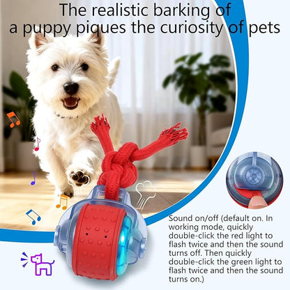 Interactive Dog Toy, Electric Dog Toy with Random Movement Trajectory and Rope Design, Rechargeable Dog Ball Suitable for Puppy