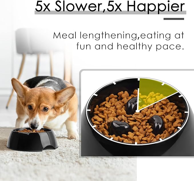 Super Design Slow Feeder Dog Bowl, 1/2 Cup, Non-Slip, Heat-Resistant, Sturdy, Dishwasher Safe, Suitable for Large Dogs