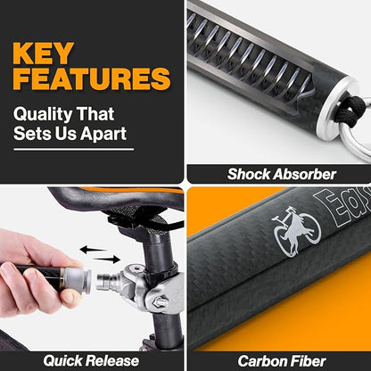 V2.0-180° Rotating Dog Bike Leash - with Shock Absorbers and Quick Attach Mechanism | Carbon Fiber | Detachable, Adjustable for the Smoothest Ride- Patent Pending (Black)