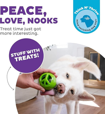 Outward Hound Nooks Peace Interactive Durable Treat-Dispensing Dog Toy, Stuffable Puzzle Ball for Solo Play or Pair with Large Snoop, Mint-Scented, BPA-Free