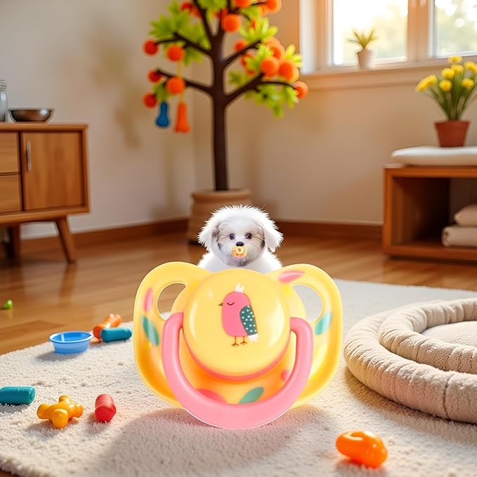 Pet Silicone Calming Pacifier, Dog Pacifiers for Small Dogs, Kitten Pacifiers, Puppy Teething Toys and Cat Chew Toys, Essential Pet Supplies, Puppy Essentials and Kitten Supplies (Chicks)