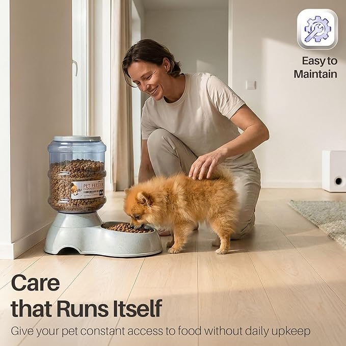 Flexzion Gravity Pet Feeder Food Dispenser (4-6 lb Size) for Dogs Cats Automatic Replenish Dry Food Storage Container Bowl for Small Medium Breed Dog Cat Animal Feeding Watering Fountain Supplies